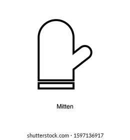 Mitten linear icon vector on white background. Black icon illustration