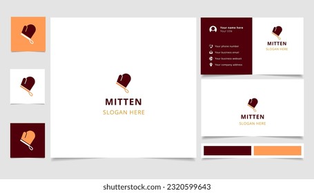 Mitten logo design with editable slogan. Branding book and business card template.