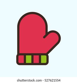 Mitten Minimal Color Flat Line Stroke Icon Pictogram Symbol Illustration
