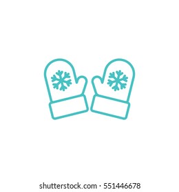 mitten mittens glove gloves pair potholder hand arm care thin line outline blue icon on white background