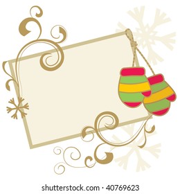 mitten on the banner vector christmas illustration