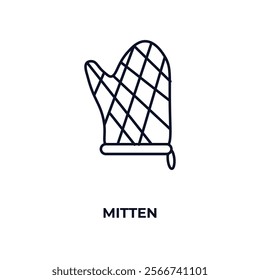 mitten outline icon. Linear vector from kitchen concept. Thin line mitten icon isolated on white background