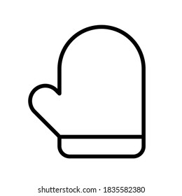 Mitten outline vector icon. Mitten icon for web, mobile apps and ui design. Clothes illustration isolated on white background.