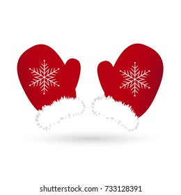 Mitten for Santa Claus on a white background