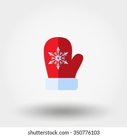 Mitten santa. Icon for web and mobile application. Vector illustration on a white background. Flat design style.