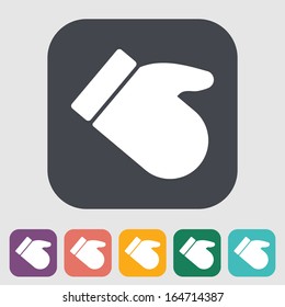 Mitten. Single flat icon on the button. Vector illustration.