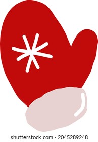 mitten with a snowflake. hand drawn doodle. vector, cartoon, minimalism. icon, sticker. winter, clothing accessory new year christmas cozy hygge