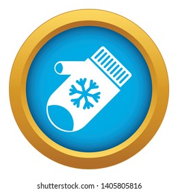 Mitten with snowflake icon blue vector isolated on white background for any design