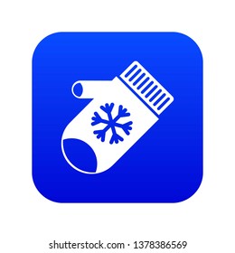 Mitten with snowflake icon digital blue for any design isolated on white vector illustration