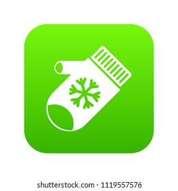Mitten with snowflake icon digital green for any design isolated on white vector illustration