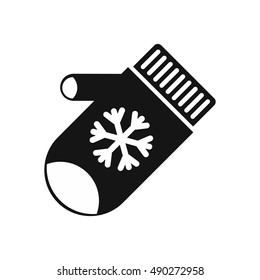 Mitten with snowflake icon in simple style on a white background vector illustration