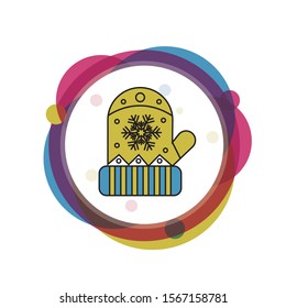 Mitten Thin Line Winter Icon flat design
