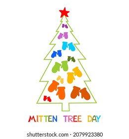 Mitten Tree Day. December 6.  Vector  illustration