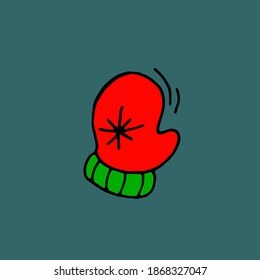 Mitten. Ilustración del doodle dibujada a mano por vectores. 