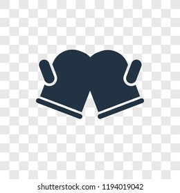 Mitten vector icon isolated on transparent background, Mitten transparency logo concept