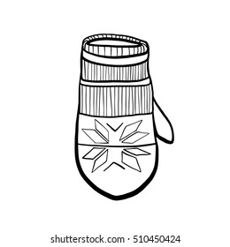 Mitten vector illustration, black line