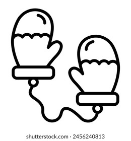 Mitten Vector Line Icon Design