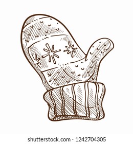 Mitten to wear in cold winter seasons isolated icon