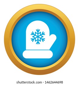Mitten with white snowflake icon blue vector isolated on white background for any design