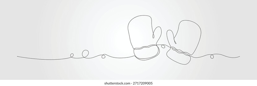 Guantes de invierno Mitten diseño de Ilustración vectorial de línea continua