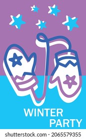 mittens, background for posters covers flyers, banners. Winter time, background pattern on the theme of winter.
Flat vector illustration.