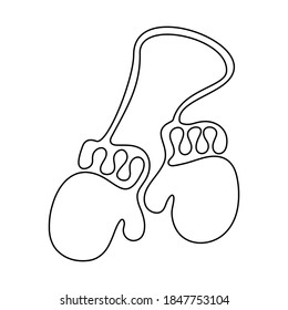 Mittens, continuous line. Vector illustration, isolated on white background.