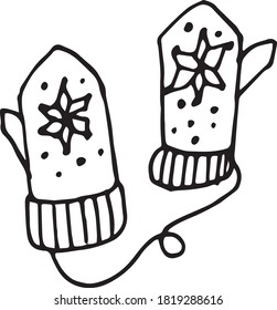 Mittens doodle set. Winter hand drawn clothes . Vector illustration
