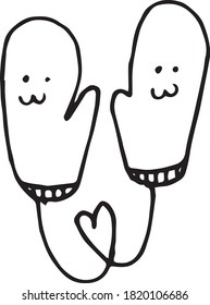 Mittens doodle set. Winter hand drawn clothes . Vector illustration