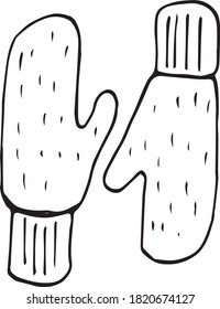 Mittens doodle set. Winter hand drawn clothes . Vector illustration