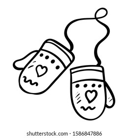 Mittens with elastic, Coloring Page or Book for Children and Adults