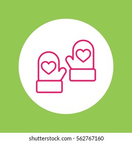 mittens gloves pair with heart  line icon