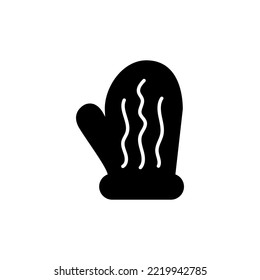 Mittens glyph icon. Knitted warm clothes for winter. Yarn store emblem. Simple sign. Happy new year and Merry Christmas. Season winter holiday. Black silhouette symbol. Isolated vector illustration