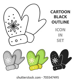 Mittens icon in cartoon style isolated on white background. Ski resort symbol stock vector illustration.