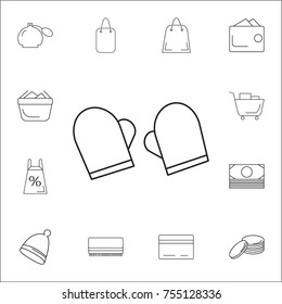 mittens icon. Set of Shopping element. Premium quality graphic design. Signs, outline symbols collection, simple thin line icon for websites, web design, mobile app, info graphics on white background