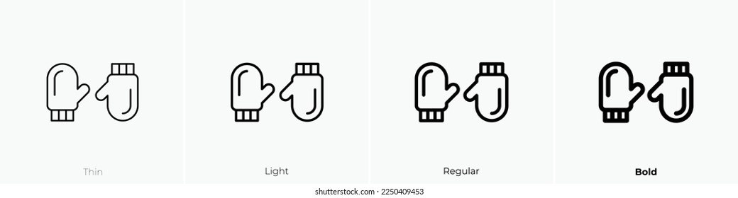 mittens icon. Thin, Light Regular And Bold style design isolated on white background