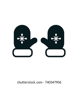 Mittens icon vector illustration. Winter mittens with snowflake element. Simple flat illustration.