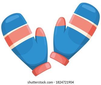 Mittens isolated on white background. Winter clothes in cartoon style.