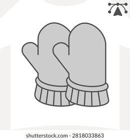 Mittens isometric icon, winter and cold concept. Vector graphics. Cozy cover for your hands, handwear sign and editable stroke, outline style icon for mobile or web design