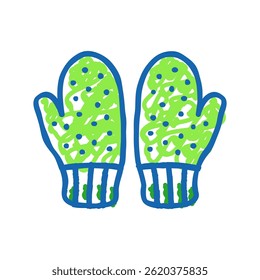 Mitones que hacen punto de lana doodle icono bosquejo Vector. mitones que hacen punto de lana signo. ilustración aislada del símbolo