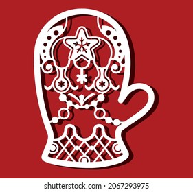 Mitones para corte por láser. Ilustración vectorial para la tarjeta de Año Nuevo, Navidad