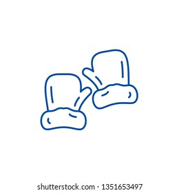 Mittens line icon concept. Mittens flat  vector symbol, sign, outline illustration.