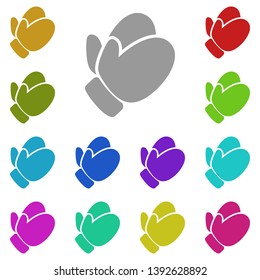 Mittens multi color icon. Simple glyph, flat vector of Christmas joy icons for UI and UX, website or mobile application