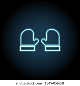 mittens neon glow icon. Simple thin line, outline vector of Christmas, new year, joy icons for UI and UX, website or mobile application