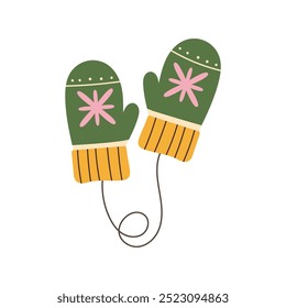 Mittens with ornaments on a white background. Vector illustration