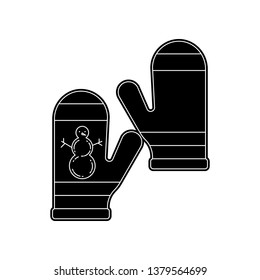 mittens with a picture of a snowman icon. Element of Winter for mobile concept and web apps icon. Glyph, flat icon for website design and development, app development
