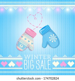 Mittens. Sale Winter Illustration. May be used for winter design, cards, posters and many other.