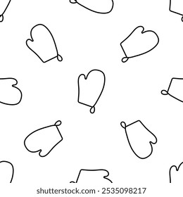 Mittens seamless pattern doodle vector on white background