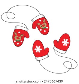 Mittens set Christmas holiday vector illustration