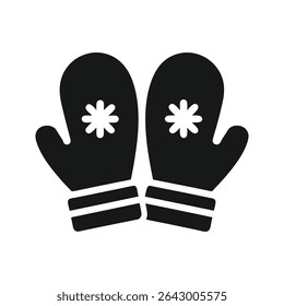 Mittens Silhouette Icon on White Background – Winter Gloves Vector Illustration for Cold Weather and Holiday Designs
