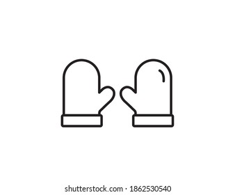 Mittens simple thin line icon vector illustration